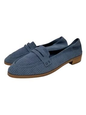 Lucky Brand Caylon Perforated Leather Loafer Slip On Blue Size 8.5